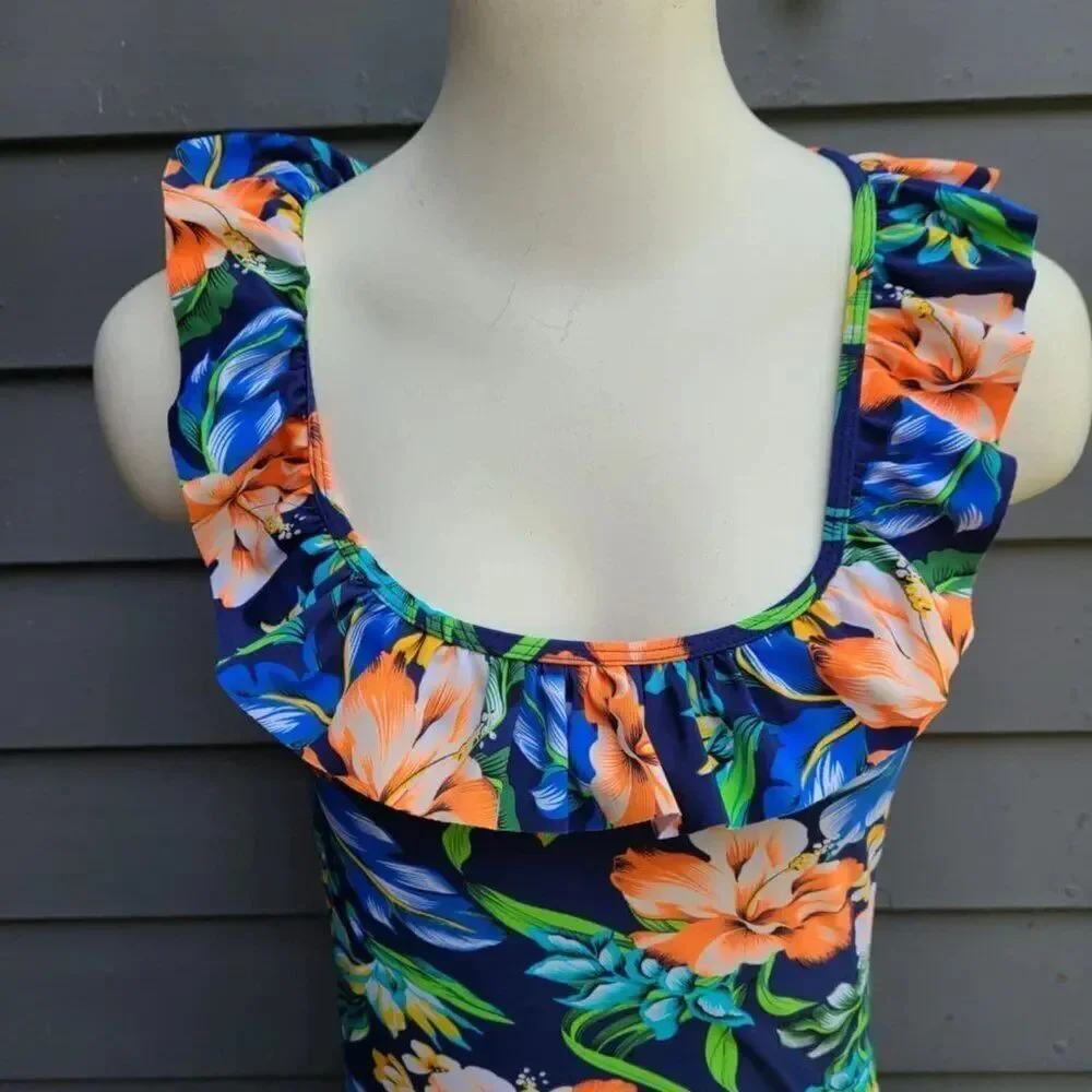 Kalawalk Girls Floral Pattern Swim One Piece size 14